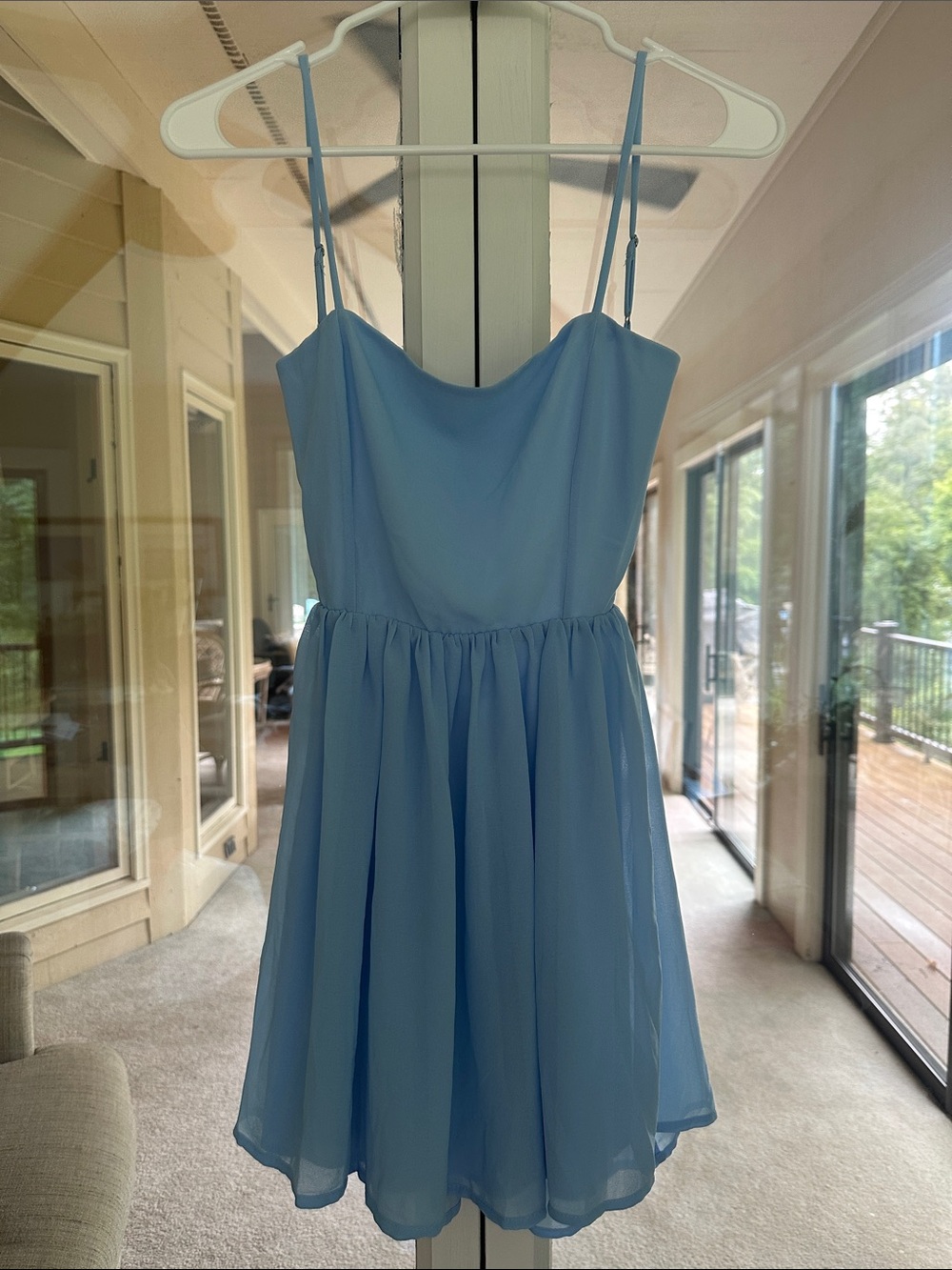 Lucy in the Sky Light Blue Spaghetti Strap Mini Dress